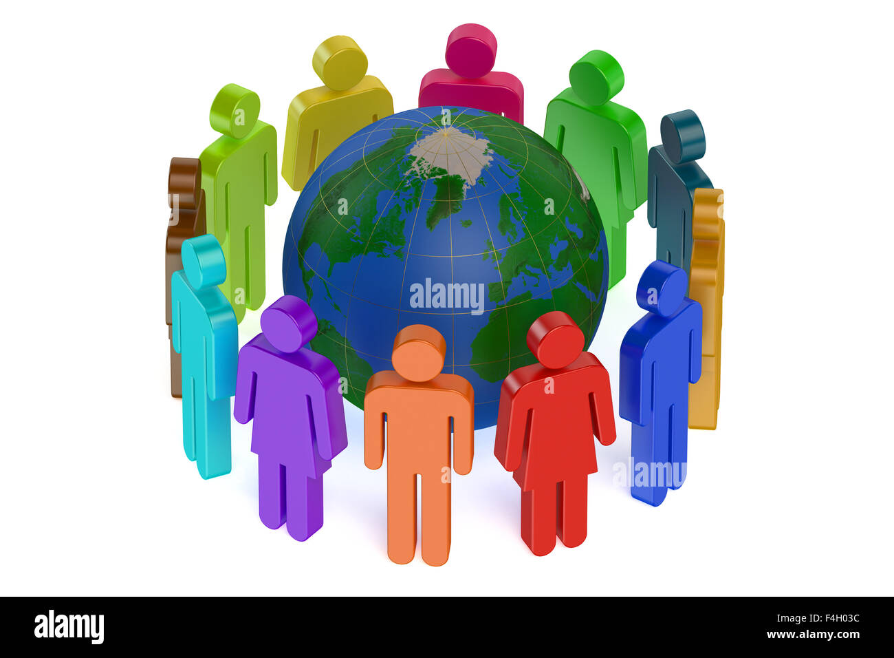 People around the Earth isolated on white background Stock Photo - Alamy