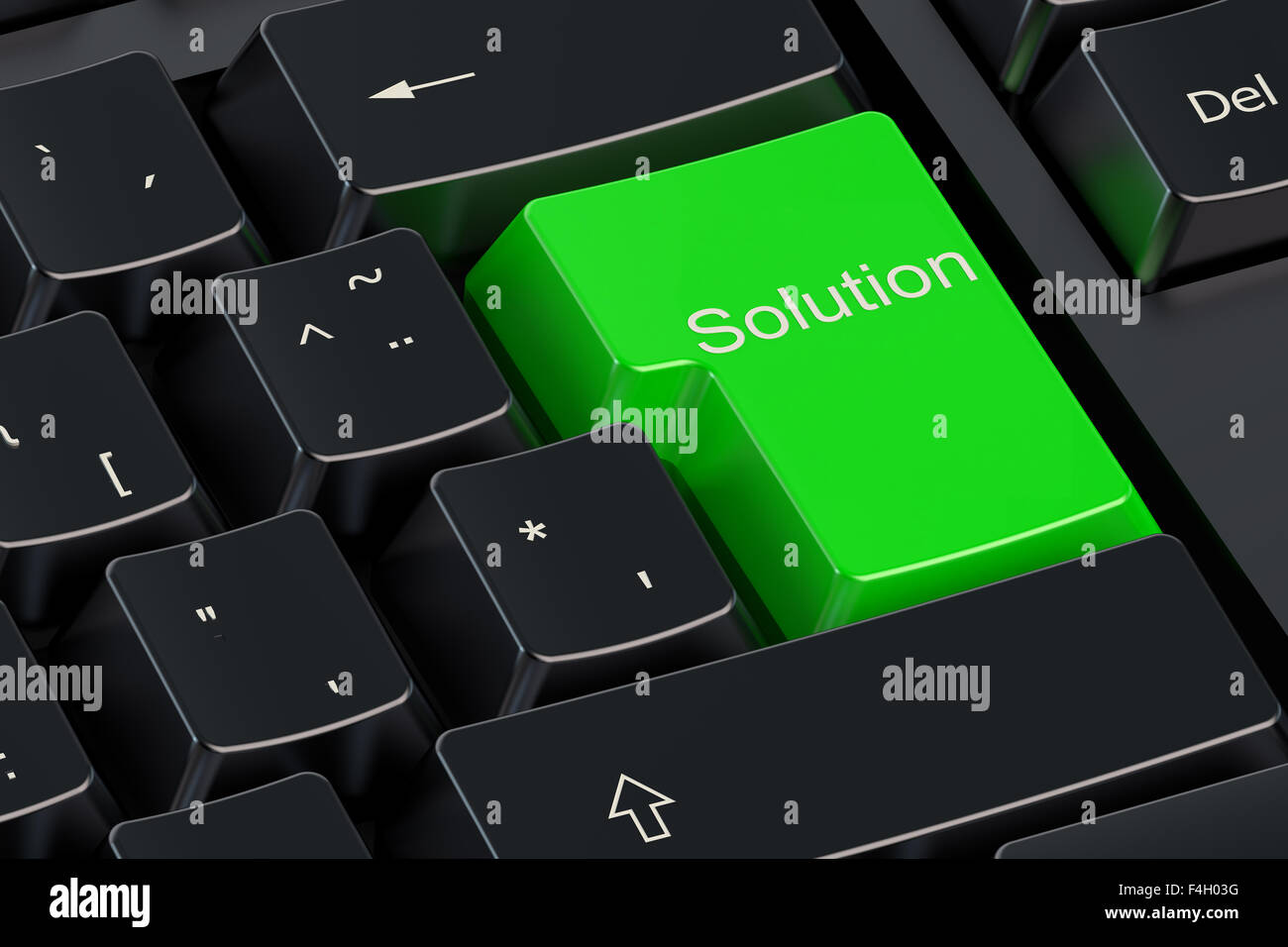 Solutions concept on green keyboard button Stock Photo