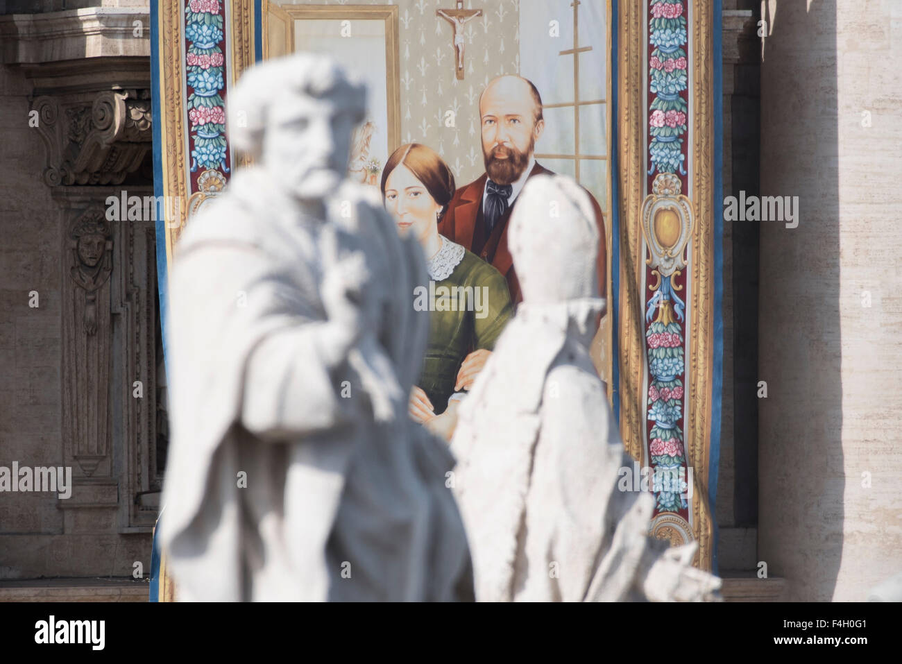 A tapestry showing Louis and Zelie Martin, parents of St. Therese of ...