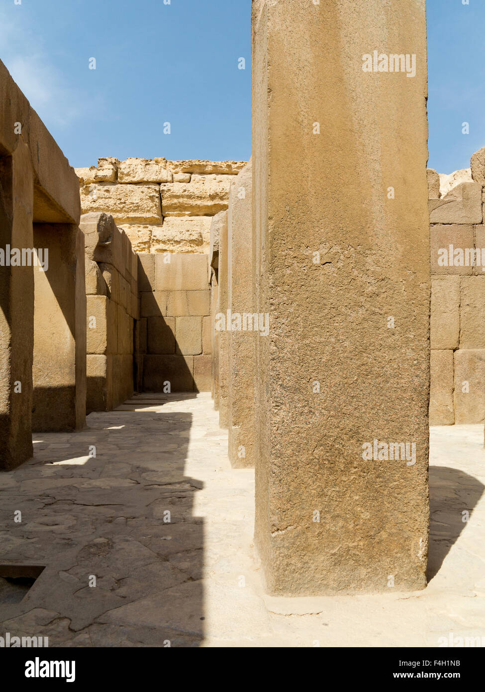Roofless chamber in The Valley Temple of Pharaoh Khafre of the 4th Dynasty, Giza, near Cairo Egypt Stock Photo