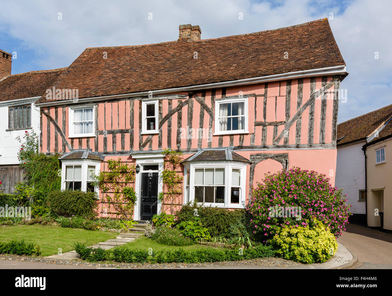 A colourful old crooked house in the village of Lavenham, Suffolk