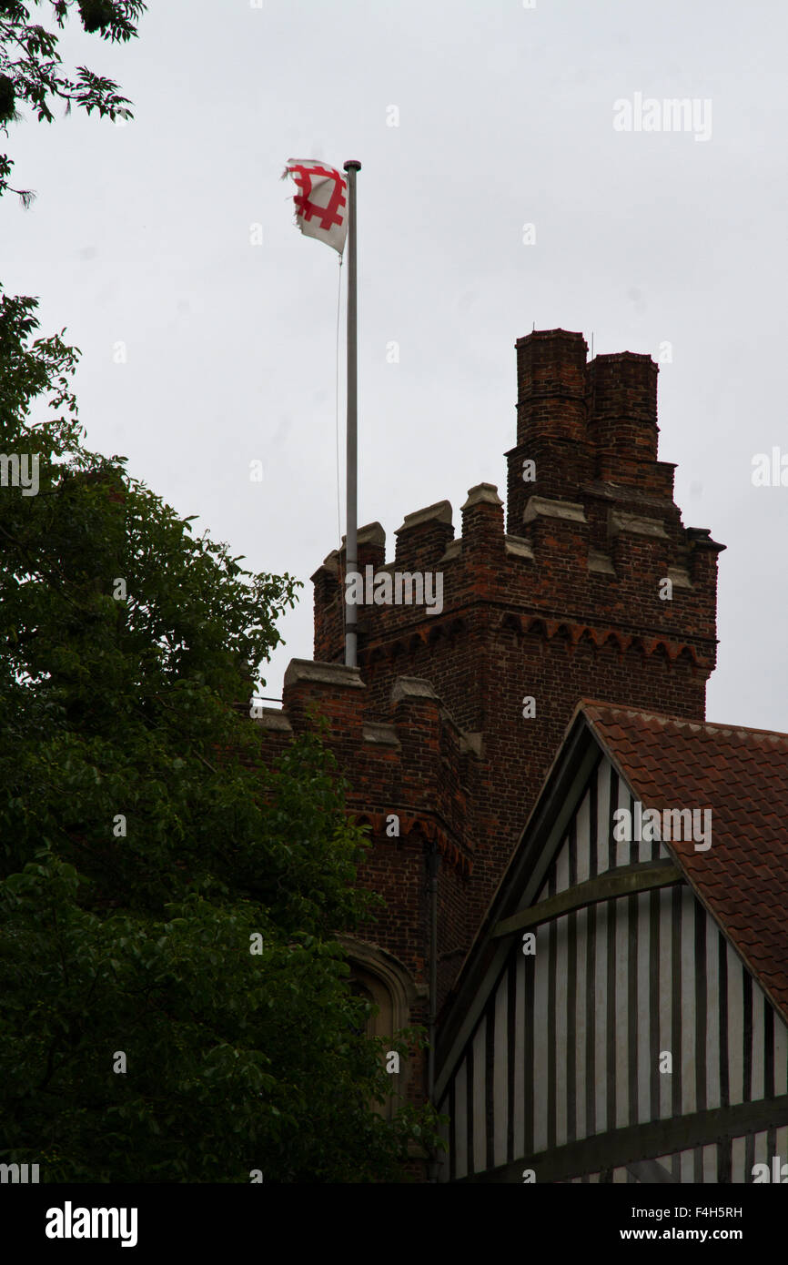 Heritage flags the manor house Stock Photo