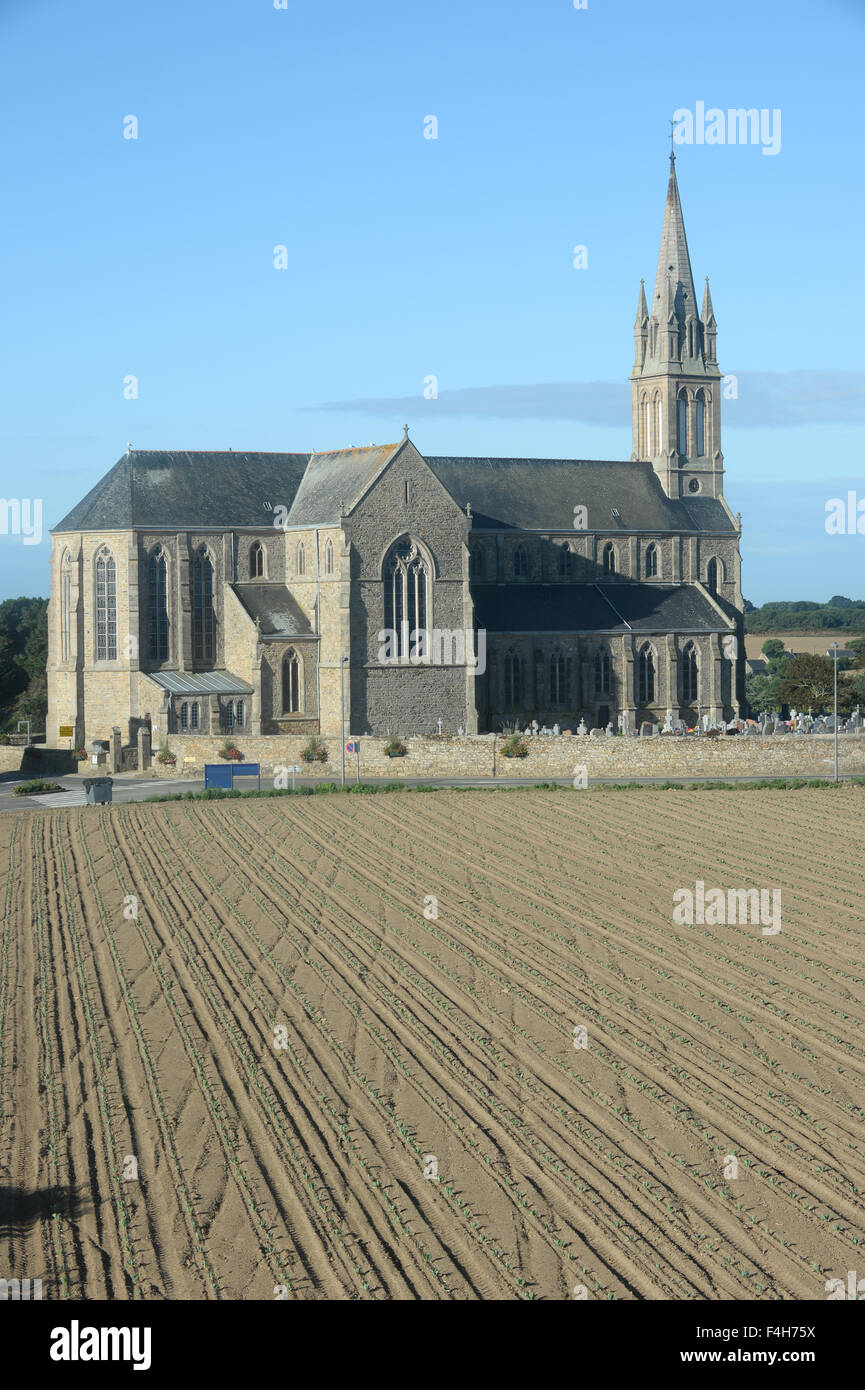 Church in Plougrescant, Brittany, France Stock Photo