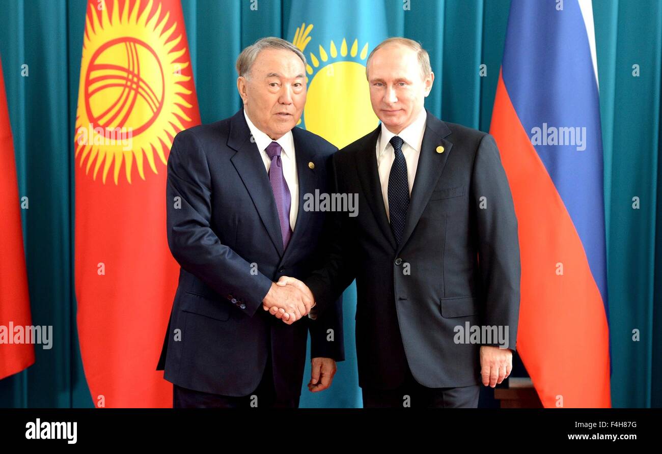 Russian President Vladimir Putin during a bilateral meeting with Kazakh ...