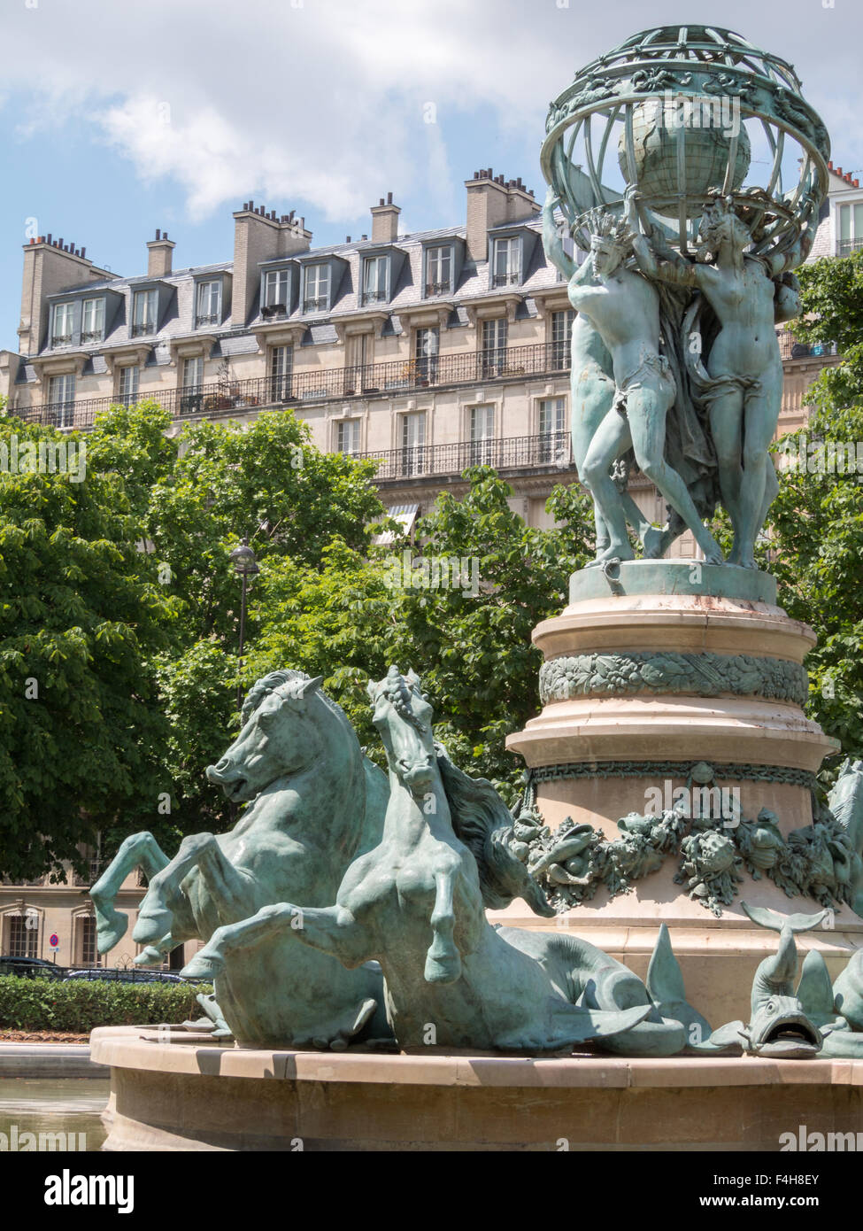 Luxembourg Palace garden fountain statues Stock Photo Alamy