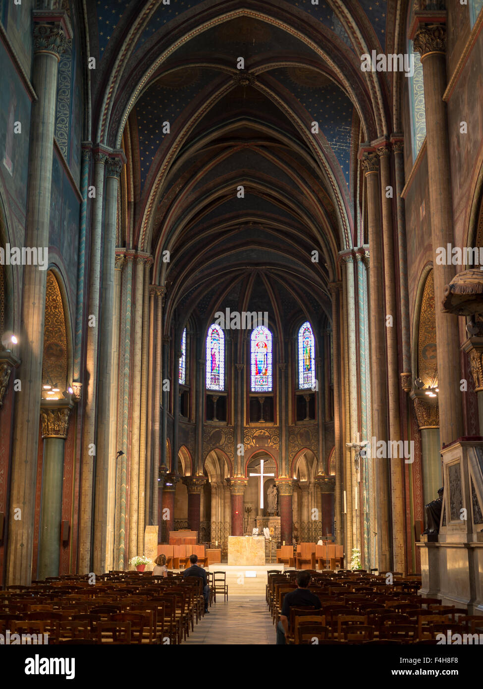 Main nave of the Abbey of Saint-Germain-des-Prés Stock Photo - Alamy