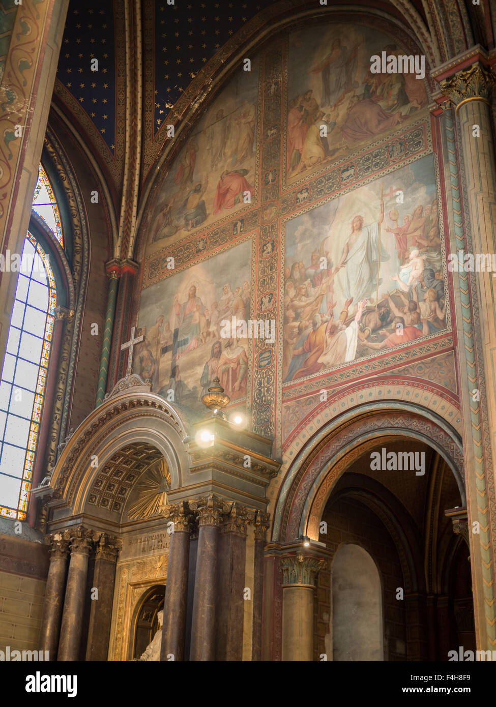 Wall frescos inside of the Abbey of Saint-Germain-des-Prés Stock Photo ...