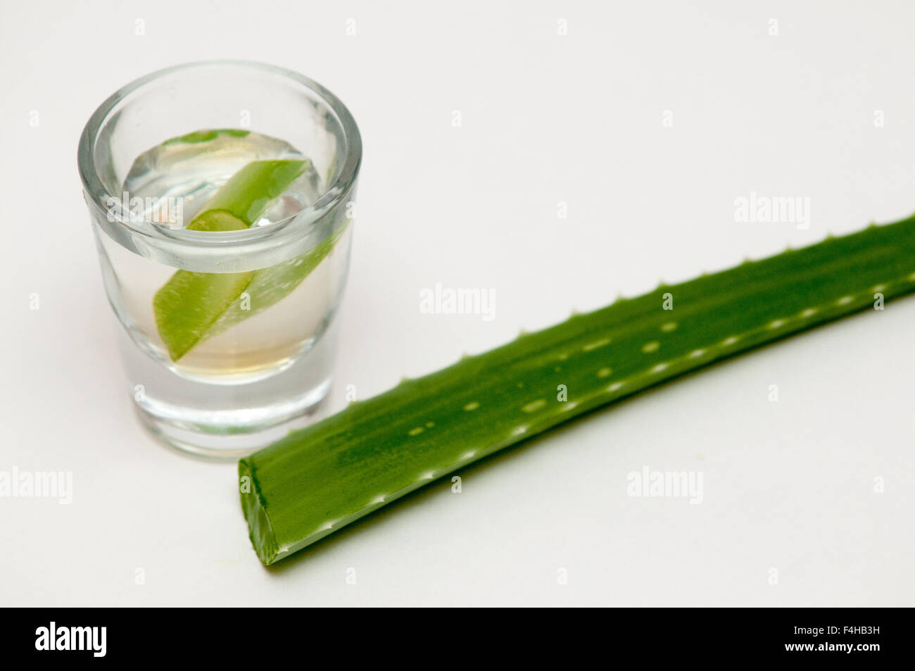 Aloe vera plant being prepared to make a drink Stock Photo
