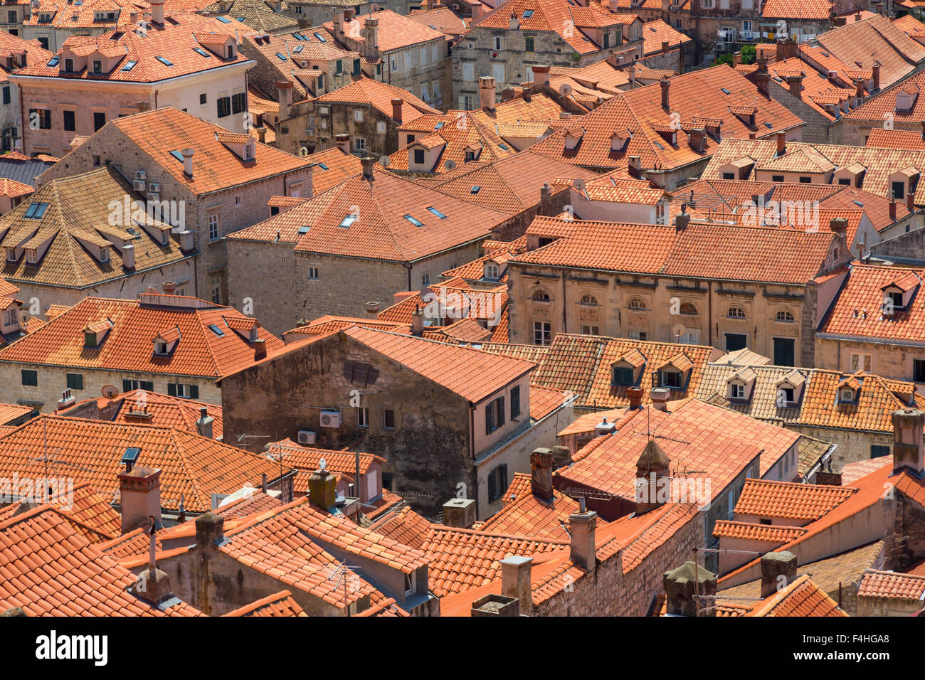 Dubrovnik, Dubrovnik-Neretva County, Croatia. Rooftops in the old town. Stock Photo
