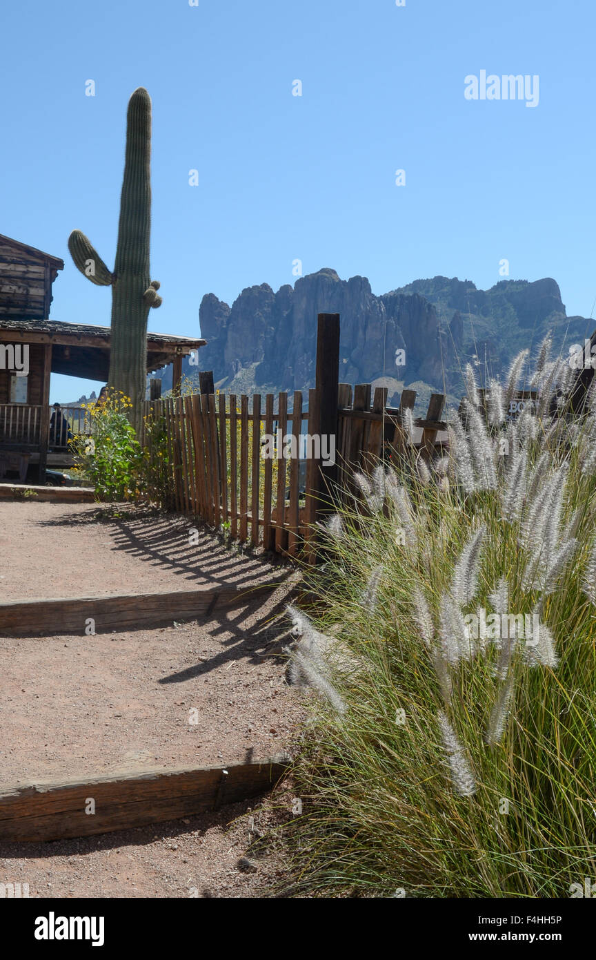 Goldfield Ghost Town, Superstition Mountains Stock Photo