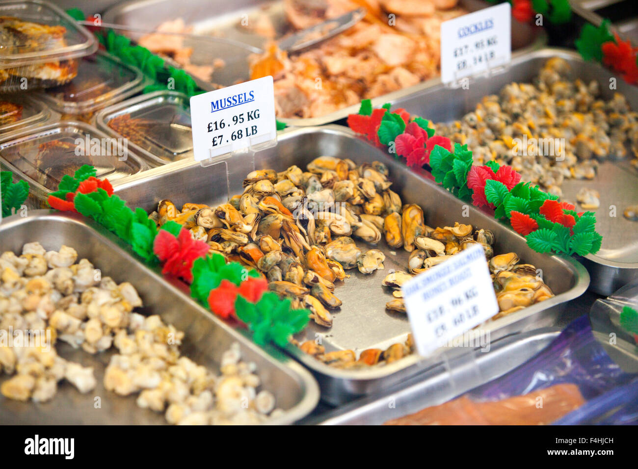 Mussels and cockles at Whitby North Yorkshire England United Kingdom UK