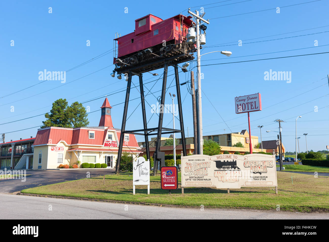 The entrance to Casey Jones Village and the Casey Jones Motel in