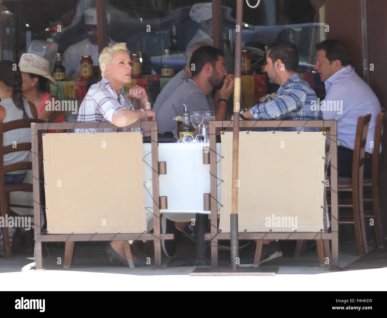 Brigitte Nielsen and Mattia Dessi have lunch at Il Pastaio in Beverly