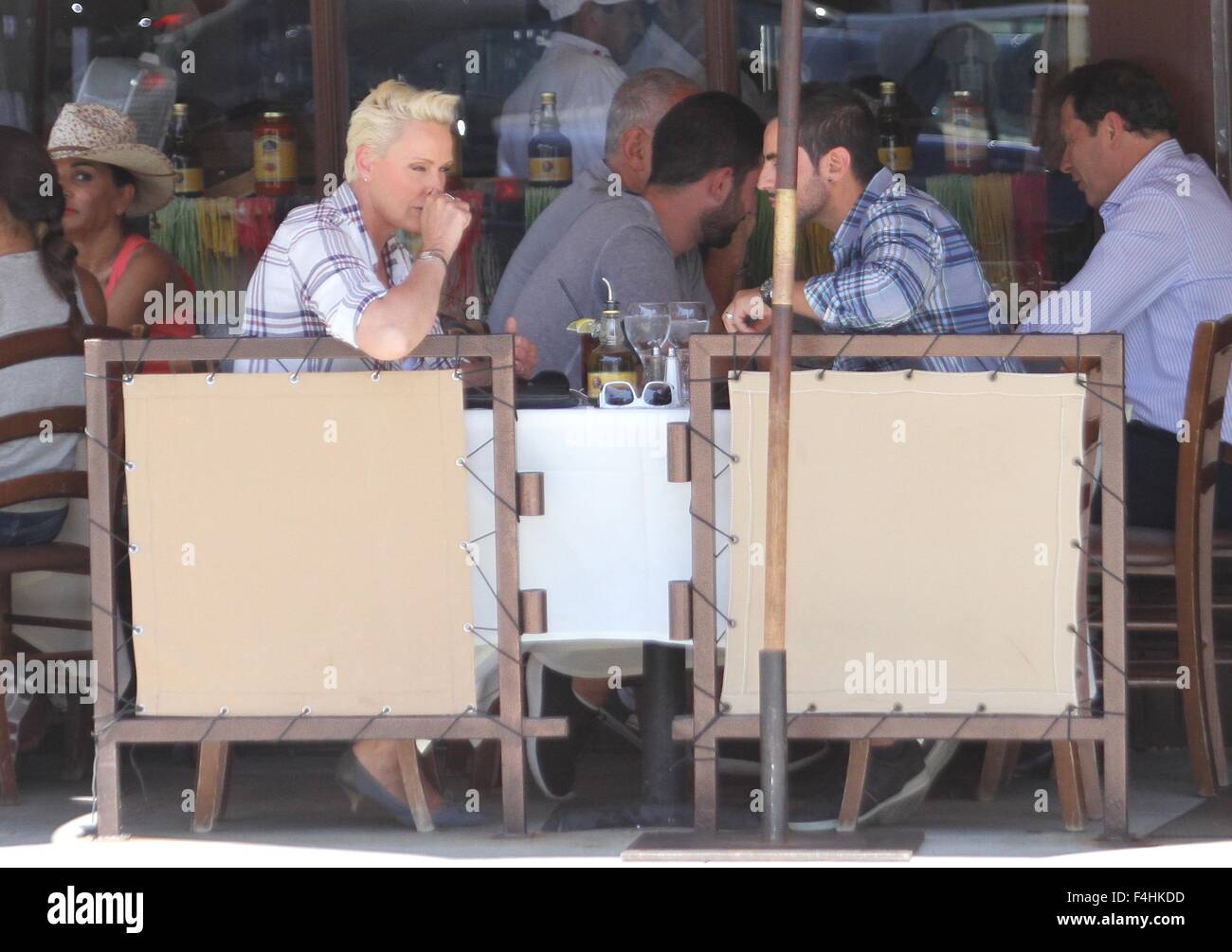 Brigitte Nielsen and Mattia Dessi have lunch at Il Pastaio in Beverly