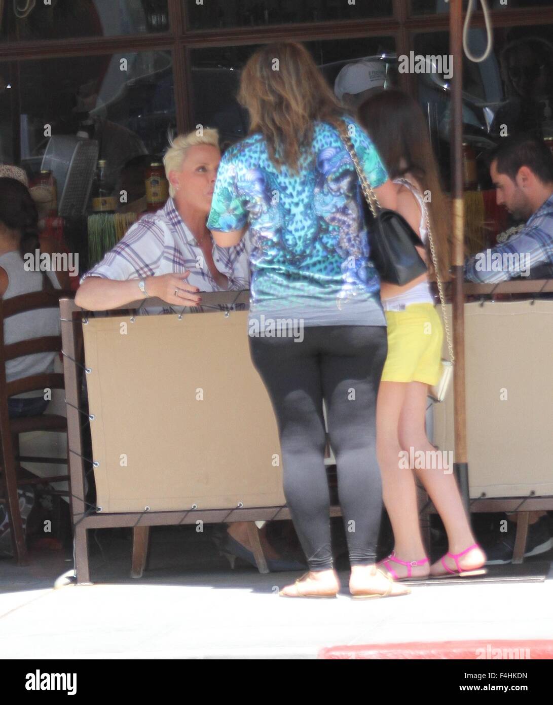 Brigitte Nielsen and Mattia Dessi have lunch at Il Pastaio in Beverly