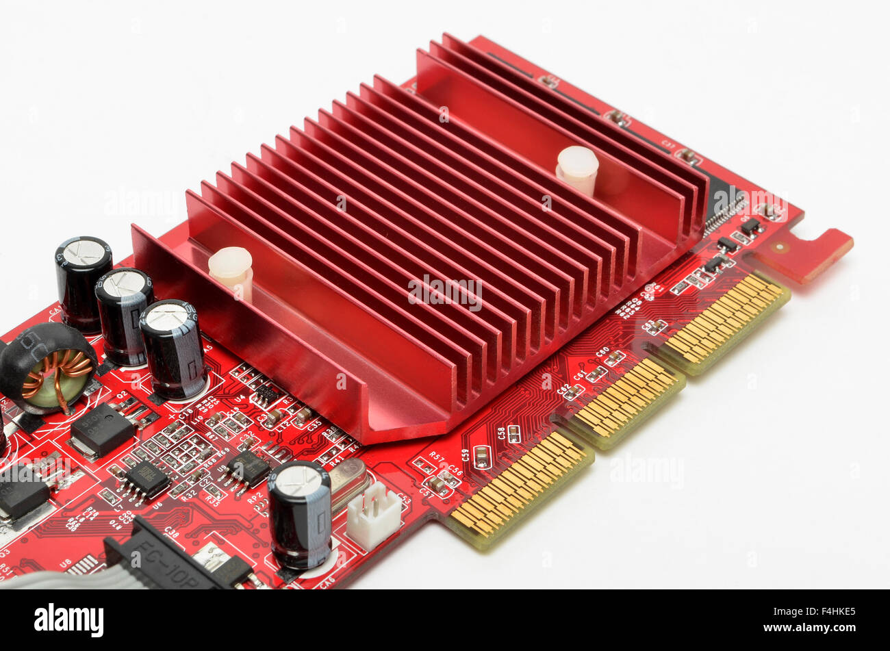 Gainward graphics card heat sink and AGP contacts. Stock Photo