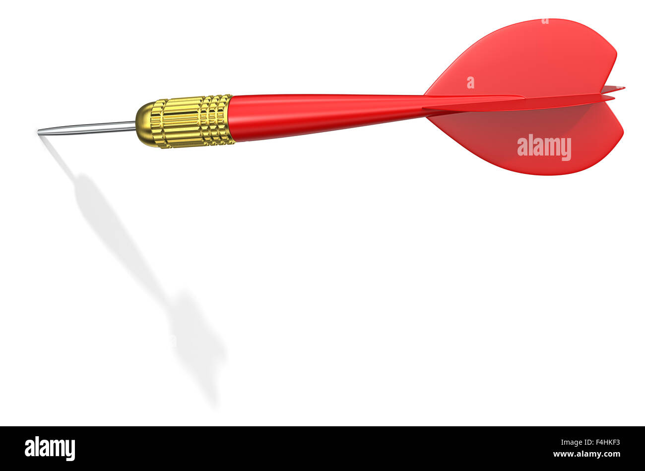 Classic Red Dart Arrow. Shadow on White background. Stock Photo