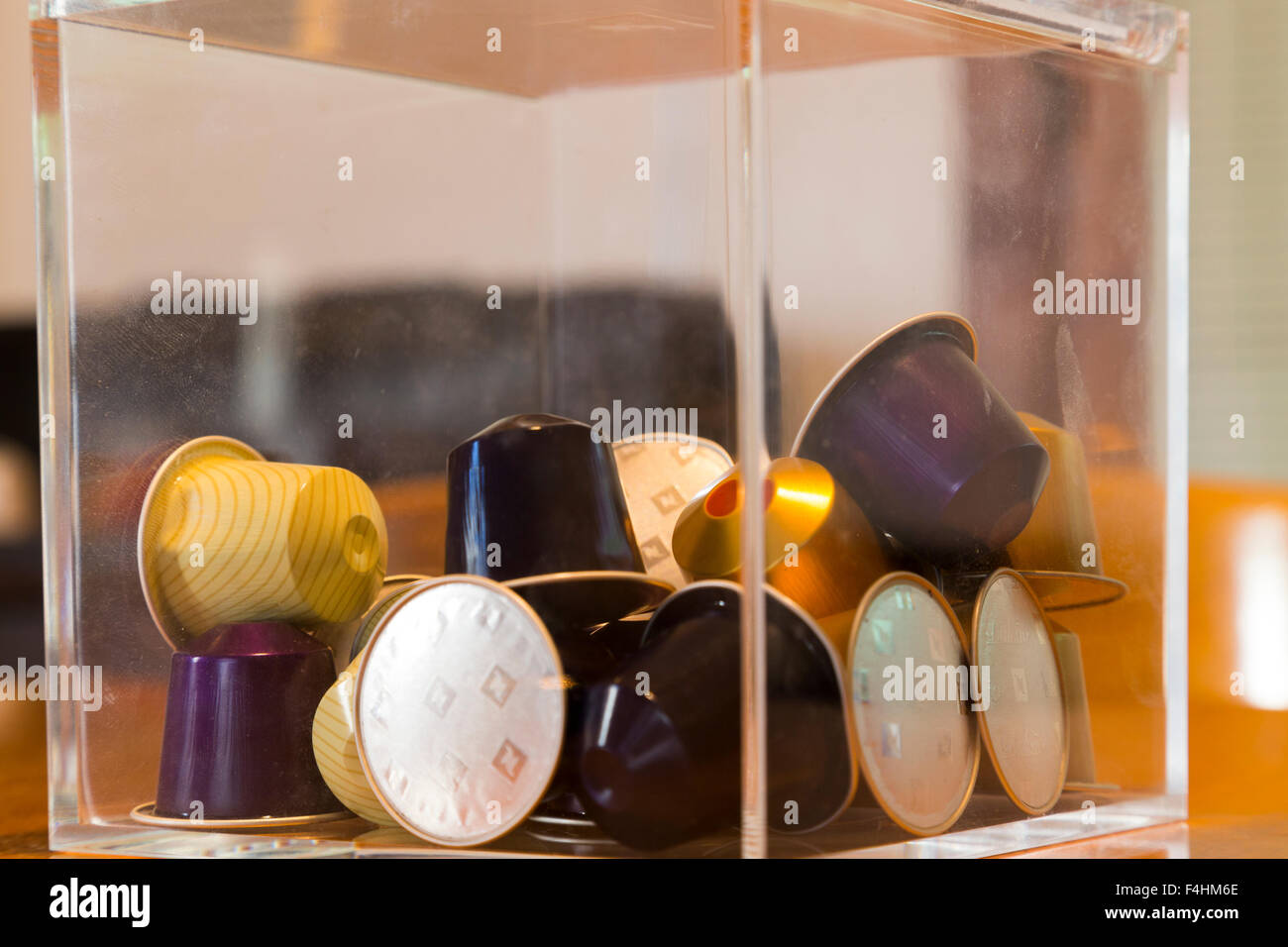 Nespresso capsules in a cube Stock Photo