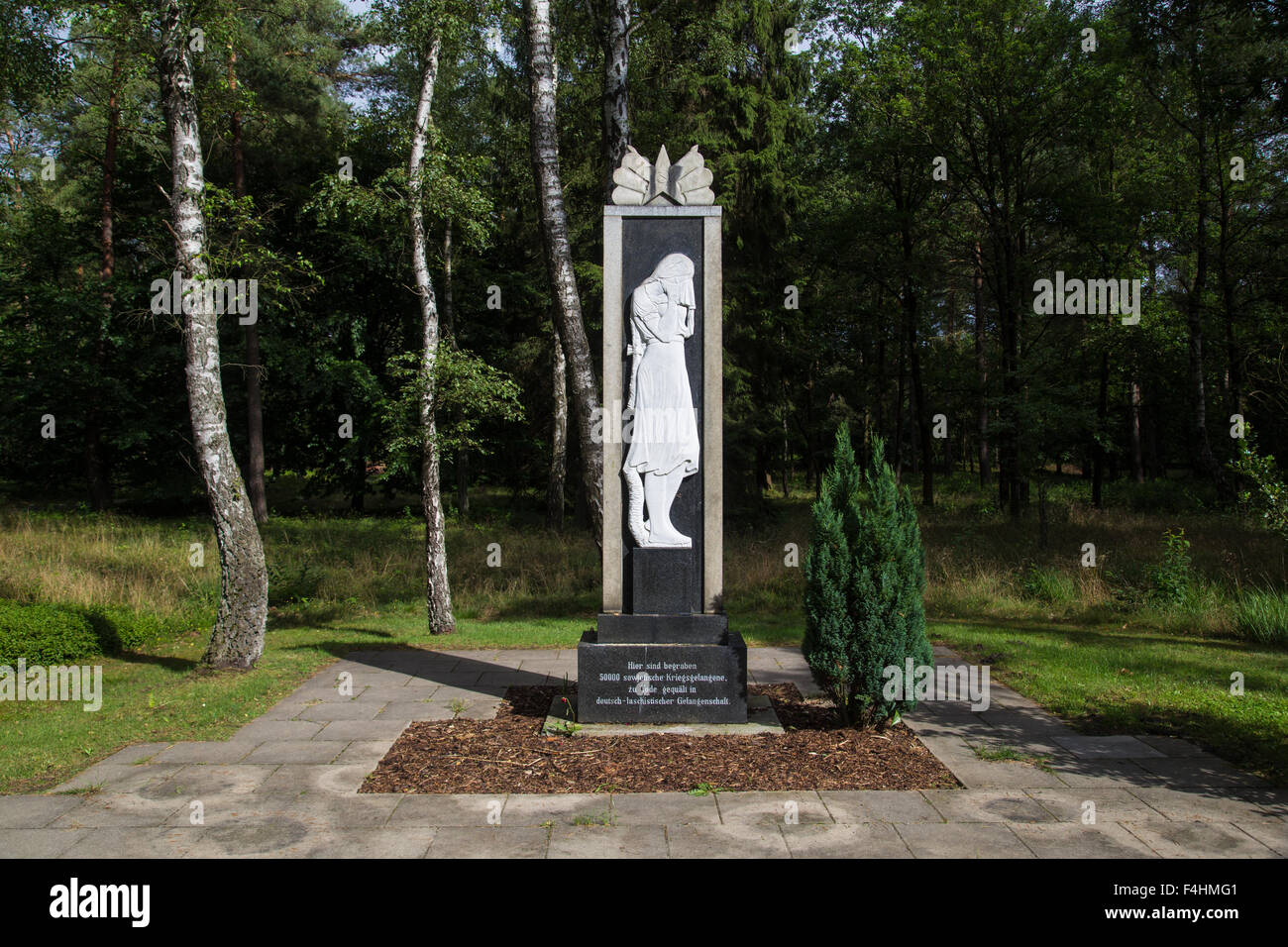 A memorial at the Soviet War Cemetery Bergen-Lohheide close to the concentration camp Bergen-Belsen, Germany. Around 20000 sovie Stock Photo