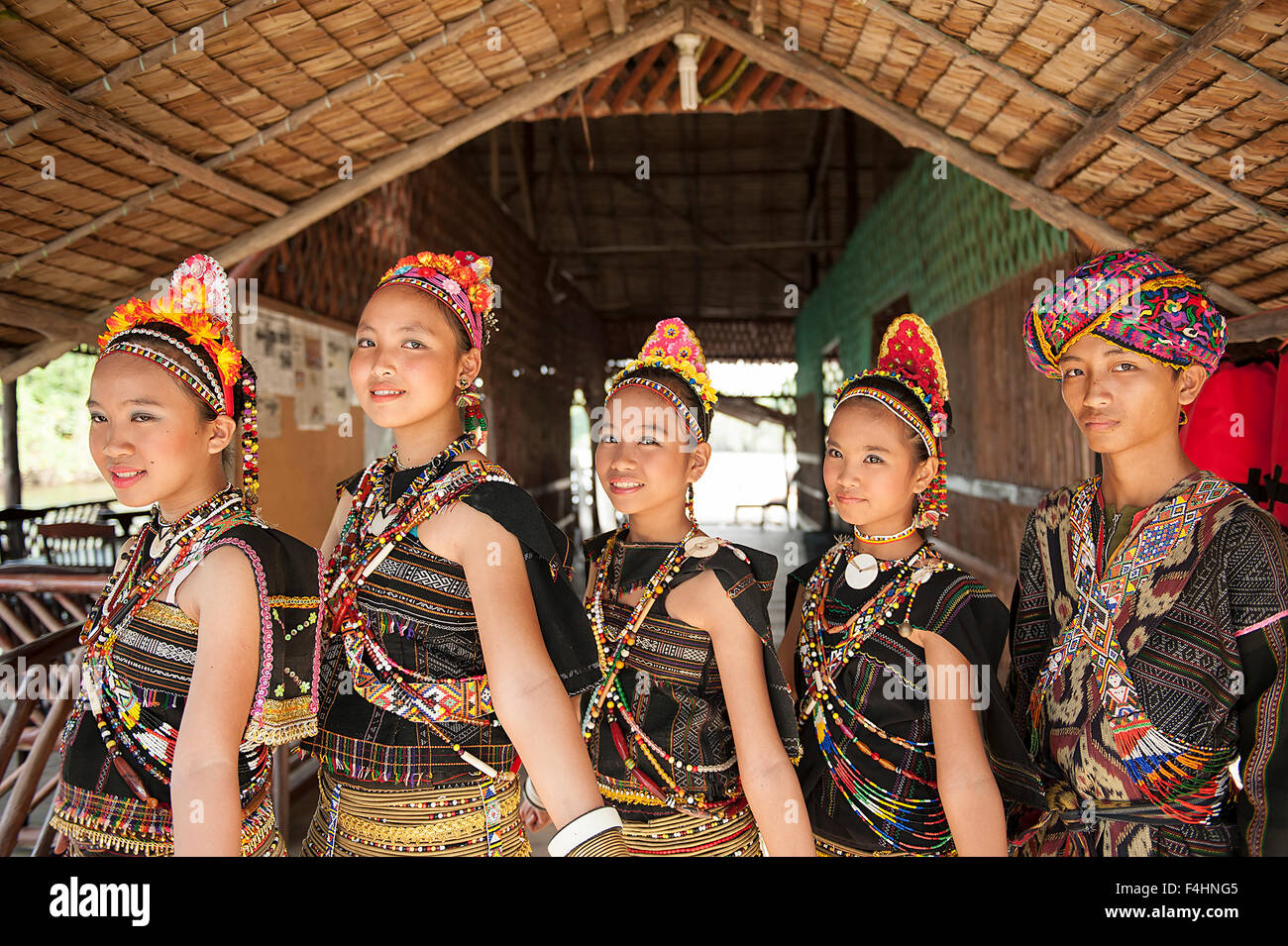 A group from Rungus ethnic wearing traditional costume Stock Photo - Alamy