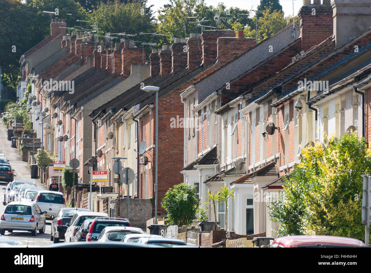 Victorian terraced houses, Deacon Street, Swindon, Wiltshire, England, United Kingdom Stock Photo
