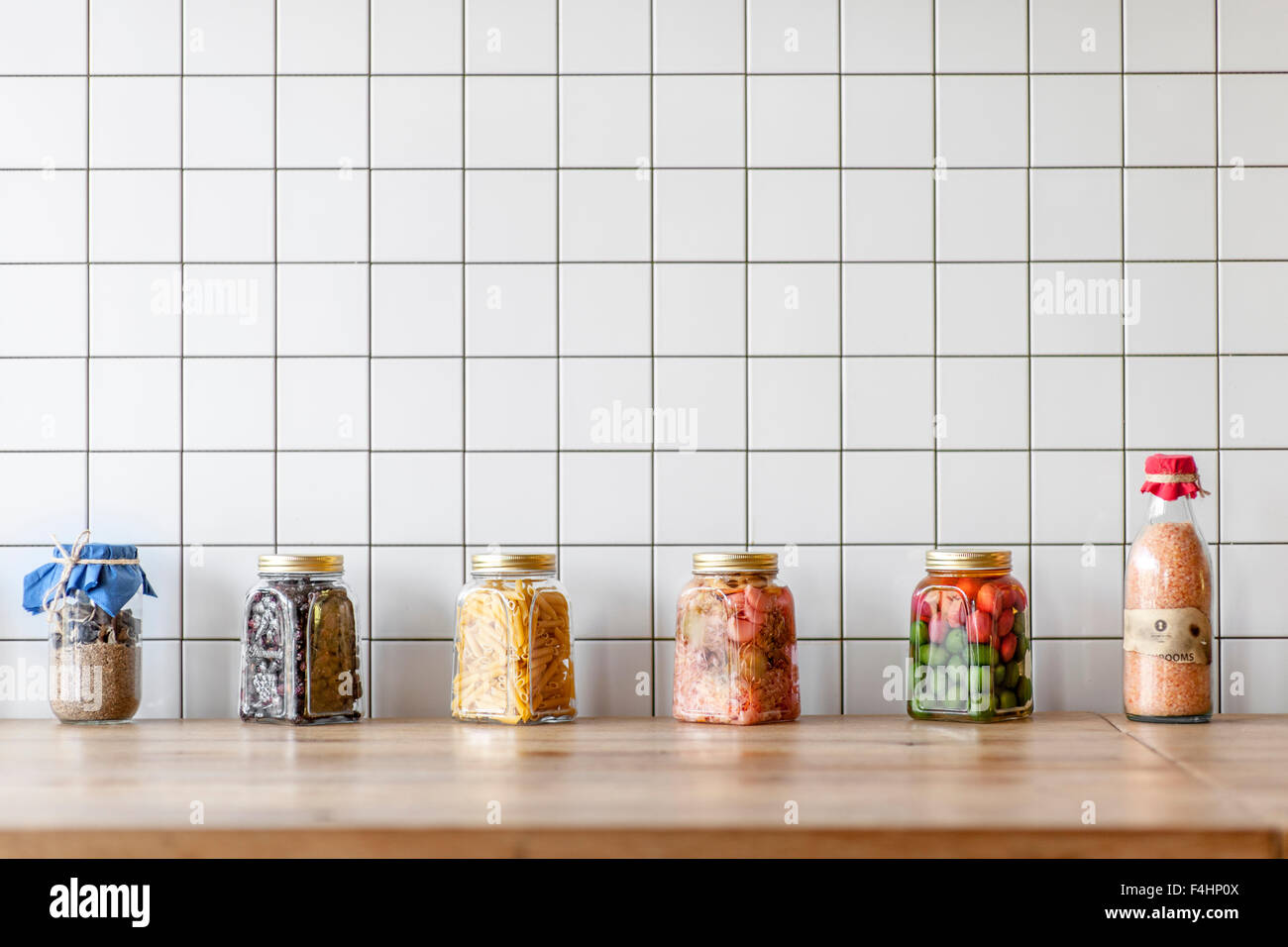 Jars on a kitchen counter Stock Photo Alamy