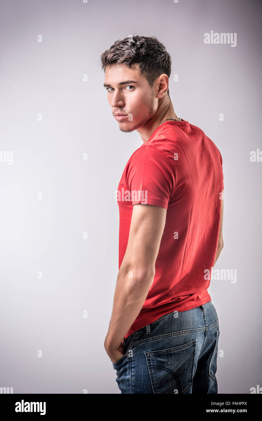 Man in best sale red t shirt