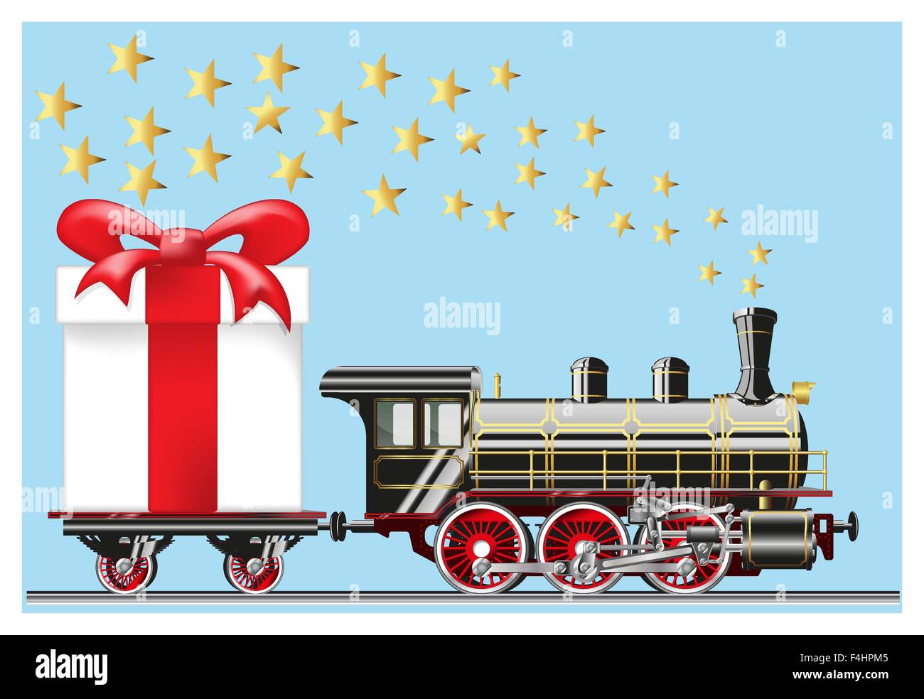steam locomotive with gifts Stock Vector