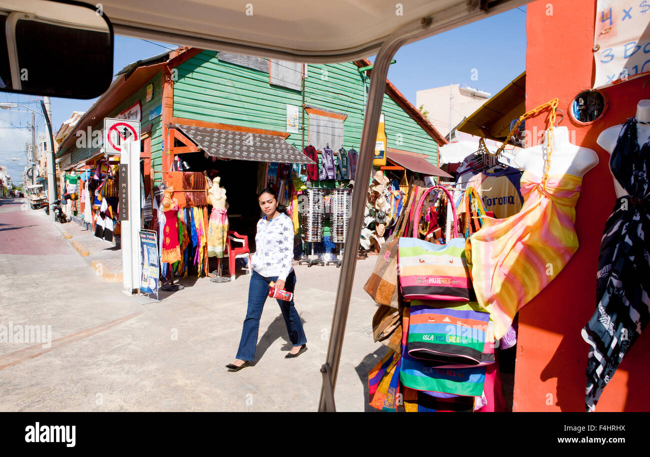 Shops and locals in the downtown area of Isla Mujeres, Quintana Roo