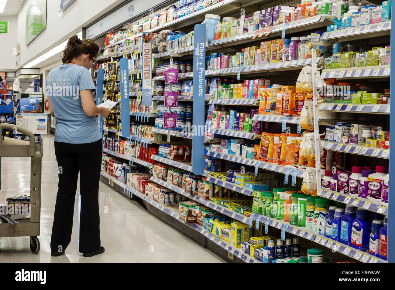 Walgreens pharmacy drugstore inside interior shelf shelves hires stock