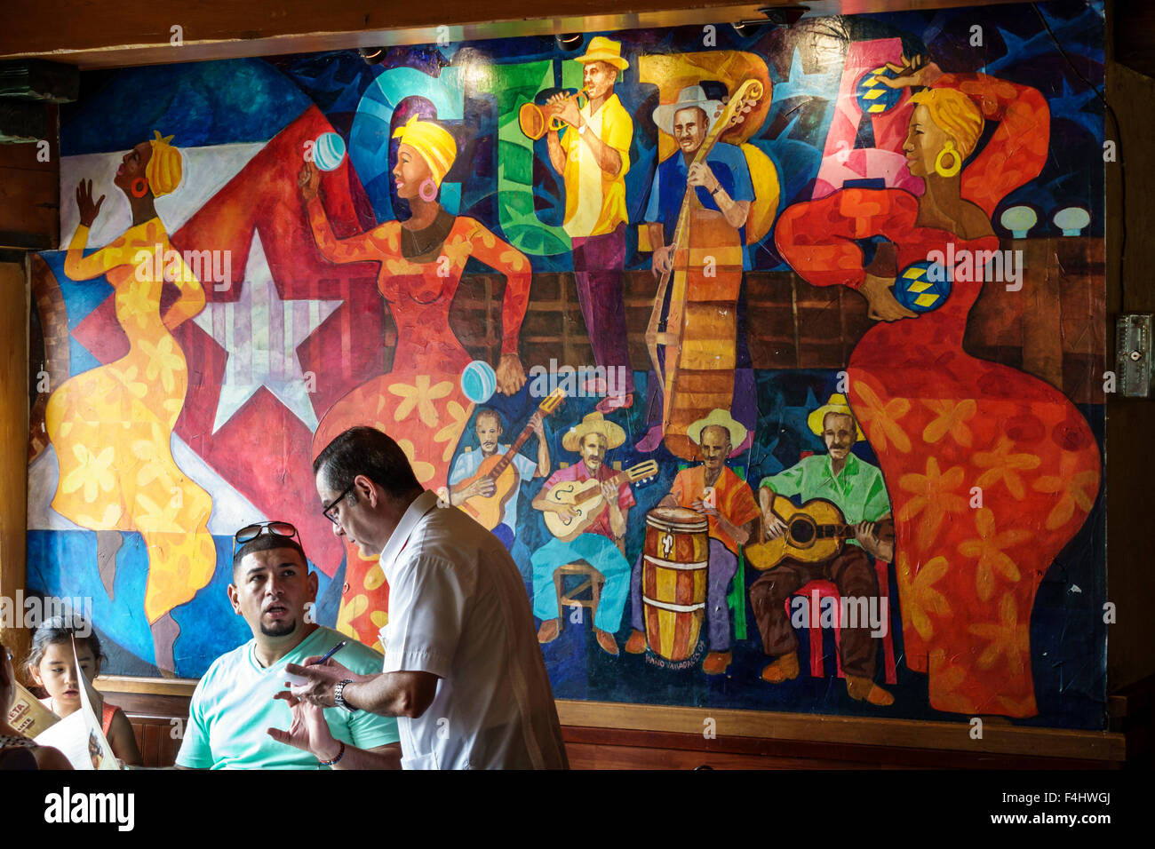 Miami Florida,Little Havana,Calle Ocho,SW th Street,La Carreta,restaurant restaurants food dining cafe,Cuban,food,cuisine,interior inside,wall mural,a Stock Photo