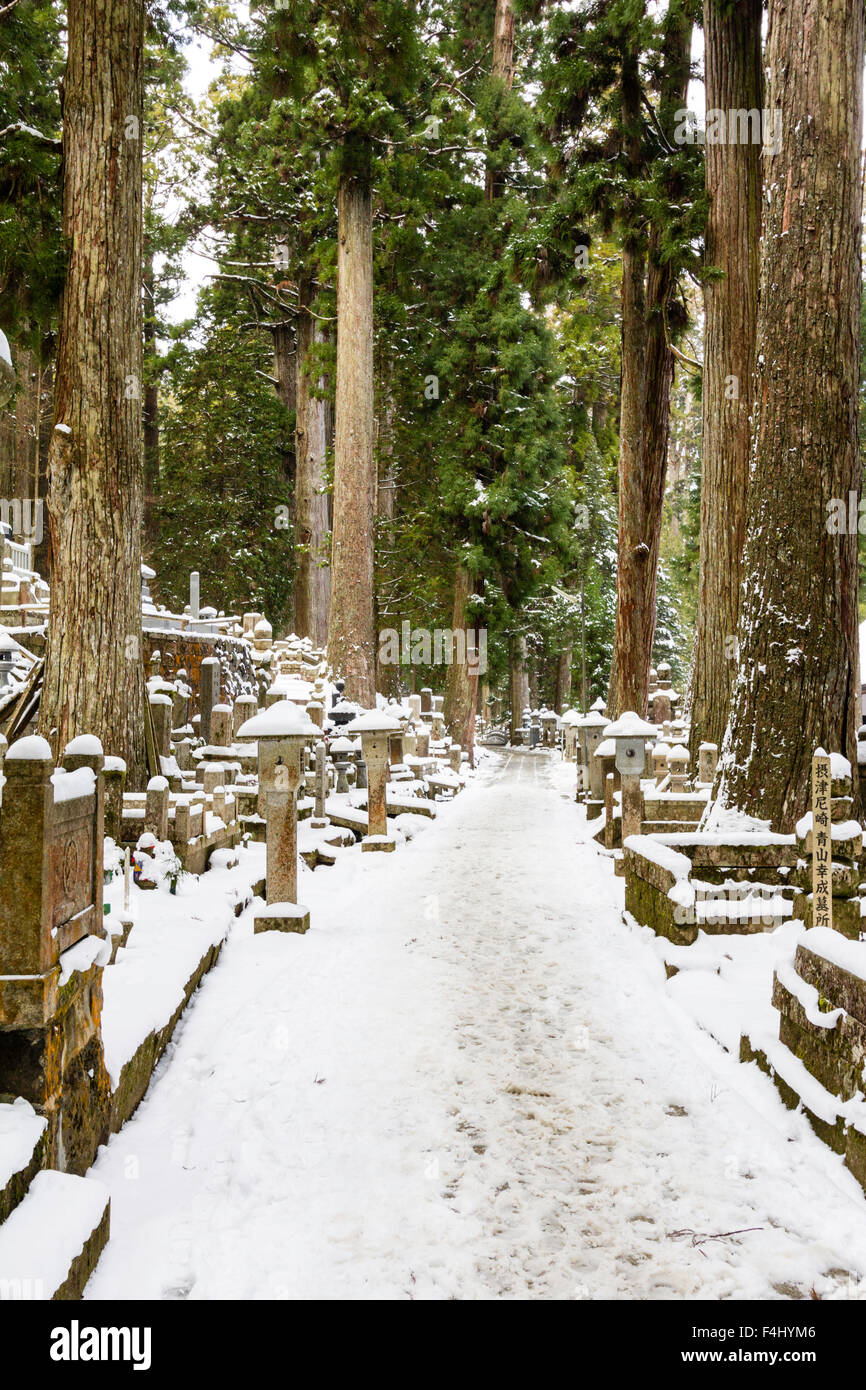 Koyasan Okunoin Cemetery Japan S Largest Snow Covered Path Going Stock Photo Alamy