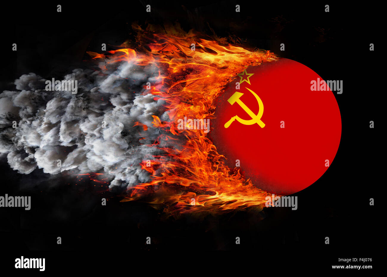 Premium AI Image  Burning russian flag