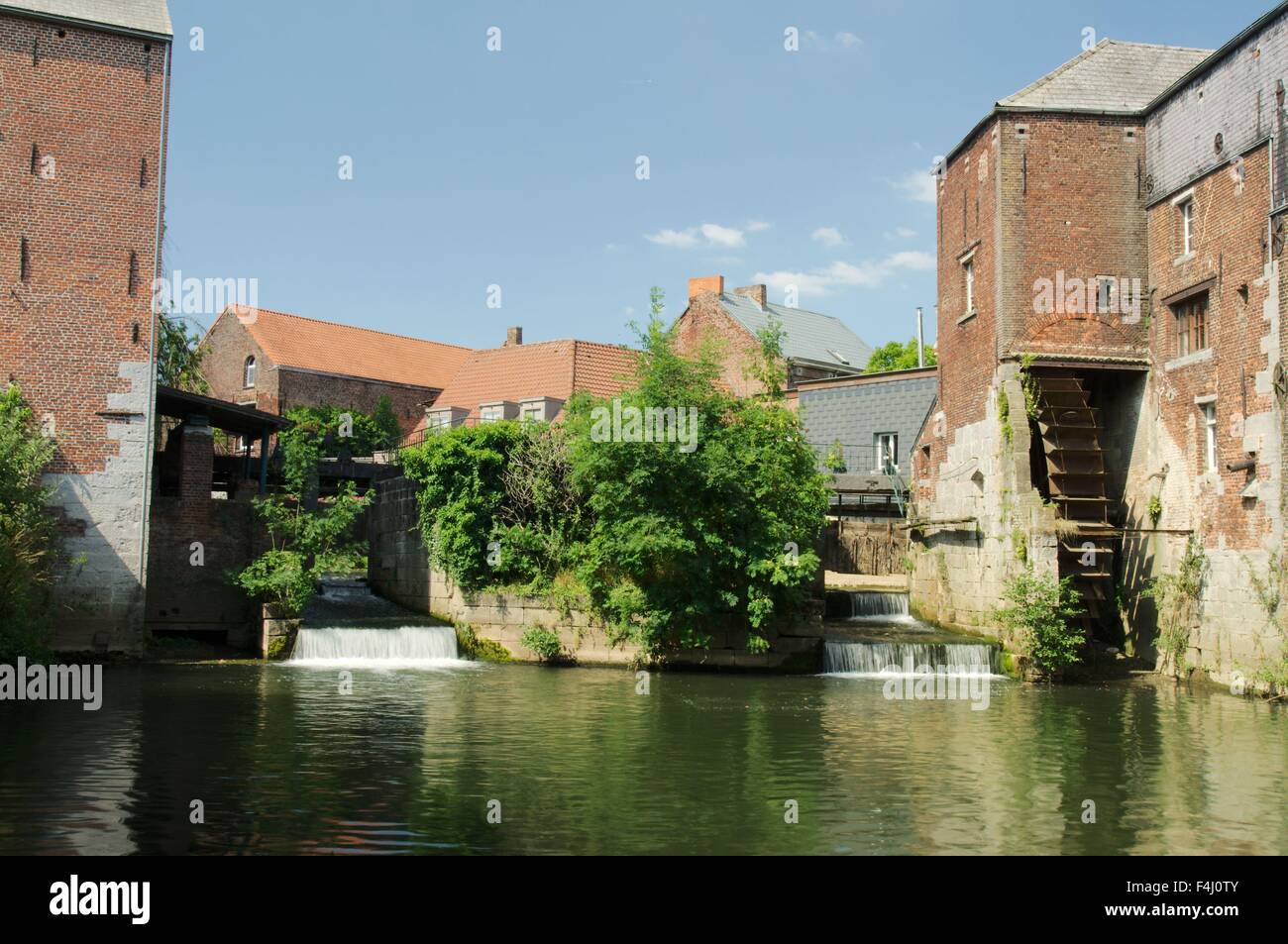 Mill of Arenberg and its waterwheel,Rebecq, Belgium. 15th century. Stock Photo