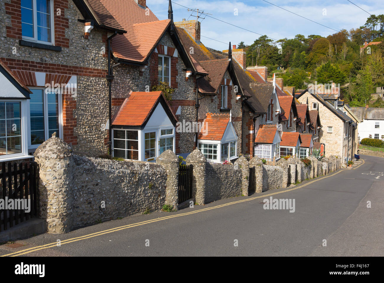 Row of cottages in Beer Devon England UK English coastal village on the Jurassic Coast Stock