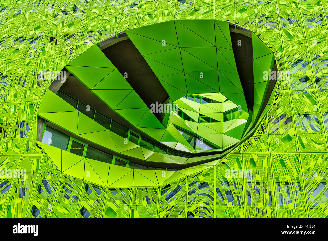 Green Cube, Headquarters of television channel Euronews, La Confluence district, Lyon, Rhone, France, Europe Stock Photo
