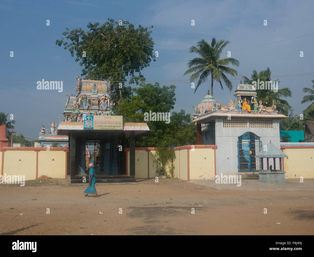 Hindu temple, French union territory of Pondicherry, Tamil Nadu, India, Asia Stock Photo