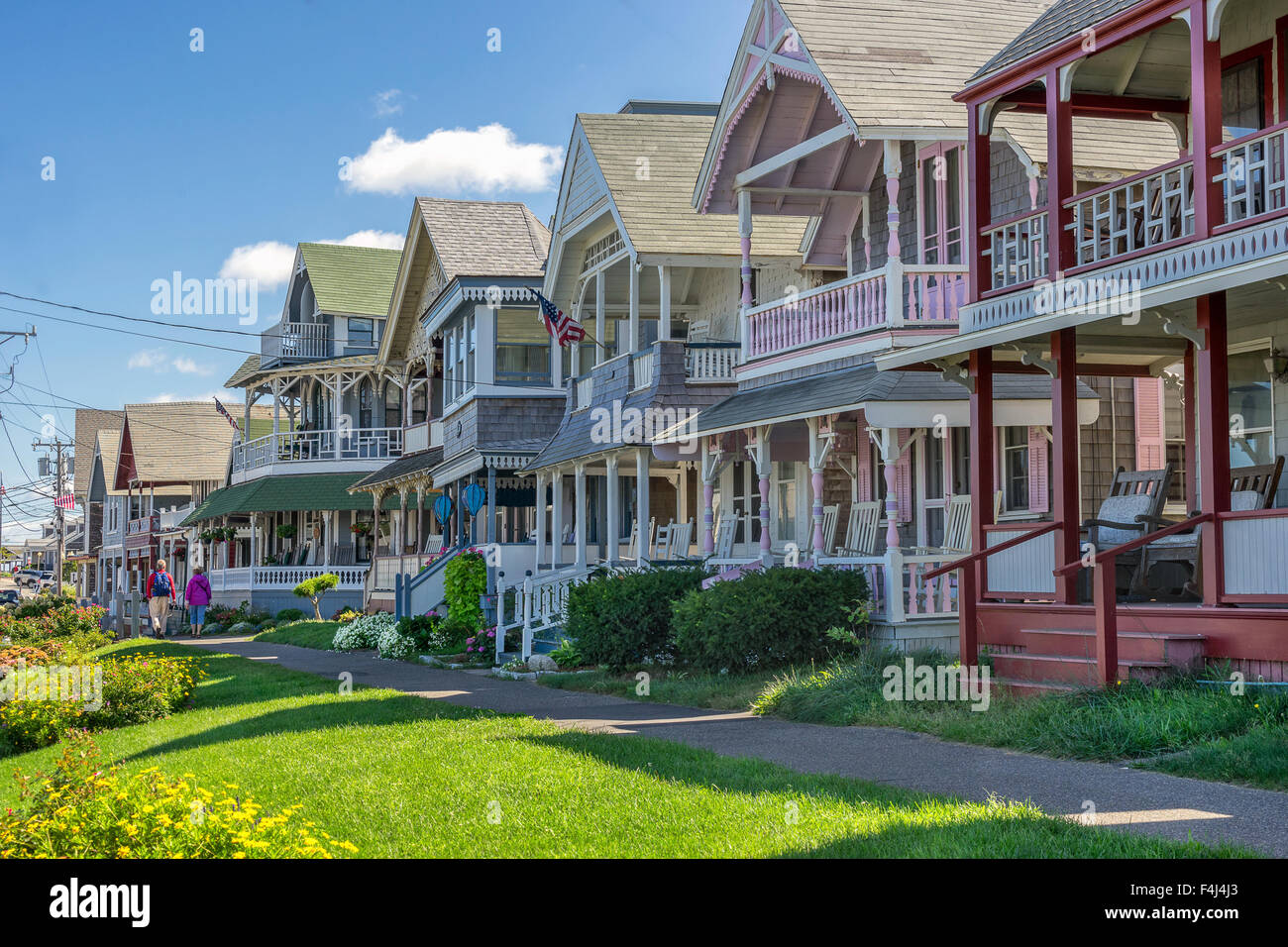 Colour houses at Oak Bluffs on Marthas Vineyard Stock Photo