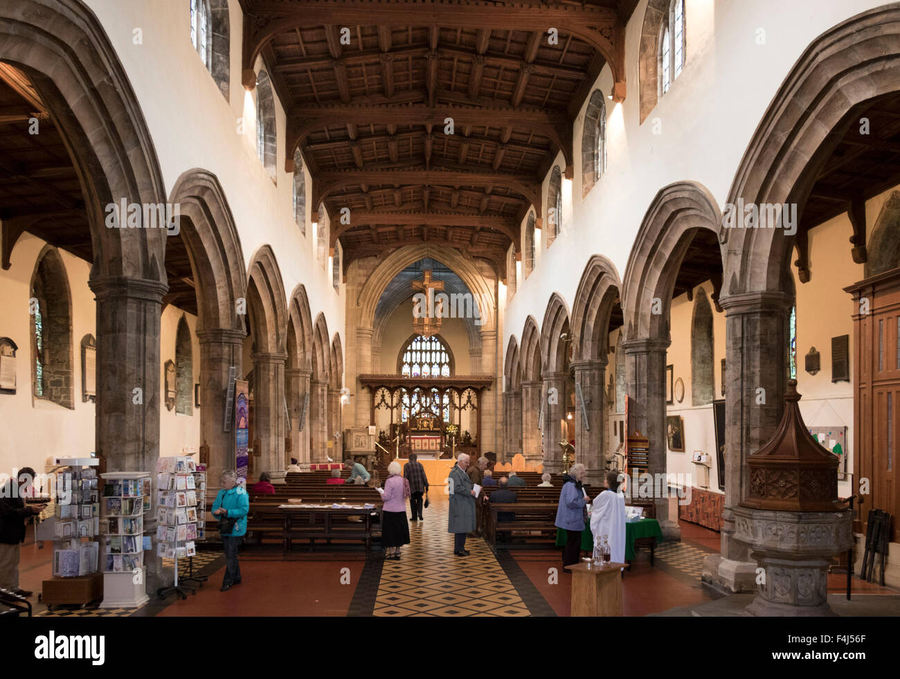 Interior looking East, Bangor Cathedral, Wales, United Kingdom, Europe Stock Photo