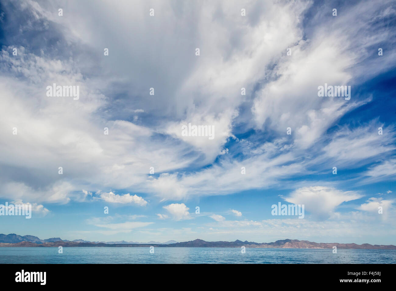 Intense cloud build up over Isla Santa Catalina, Baja California Sur, Mexico, North America Stock Photo