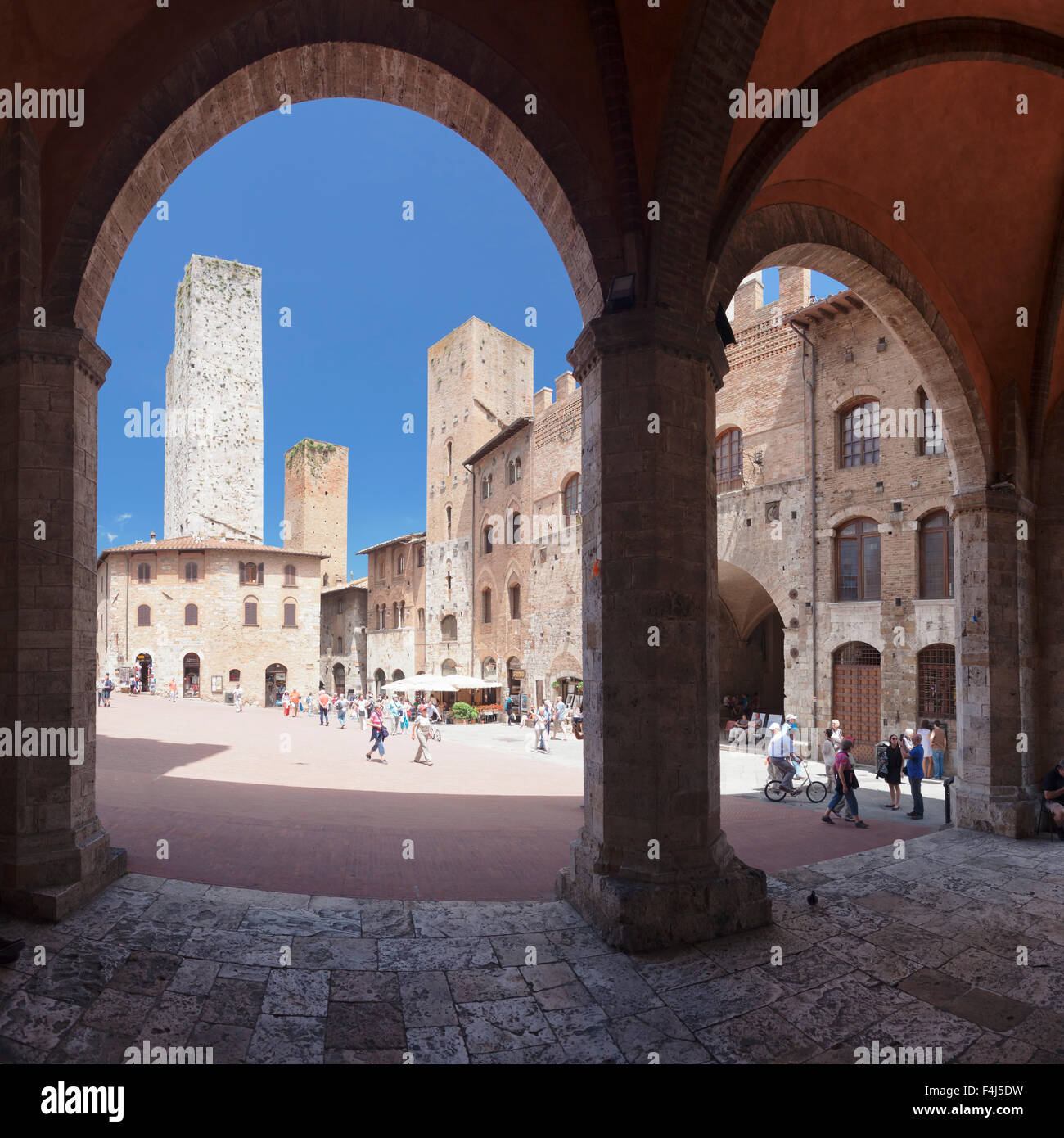 Piazza Duomo, San Gimignano, UNESCO World Heritage Site, Siena Province, Tuscany, Italy, Europe Stock Photo