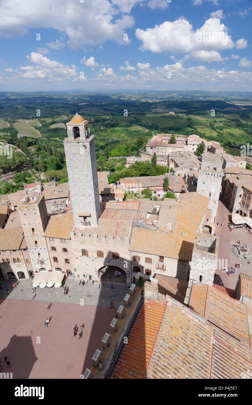 Piazza delle Erbe, San Gimignano, UNESCO World Heritage Site, Siena Province, Tuscany, Italy, Europe Stock Photo