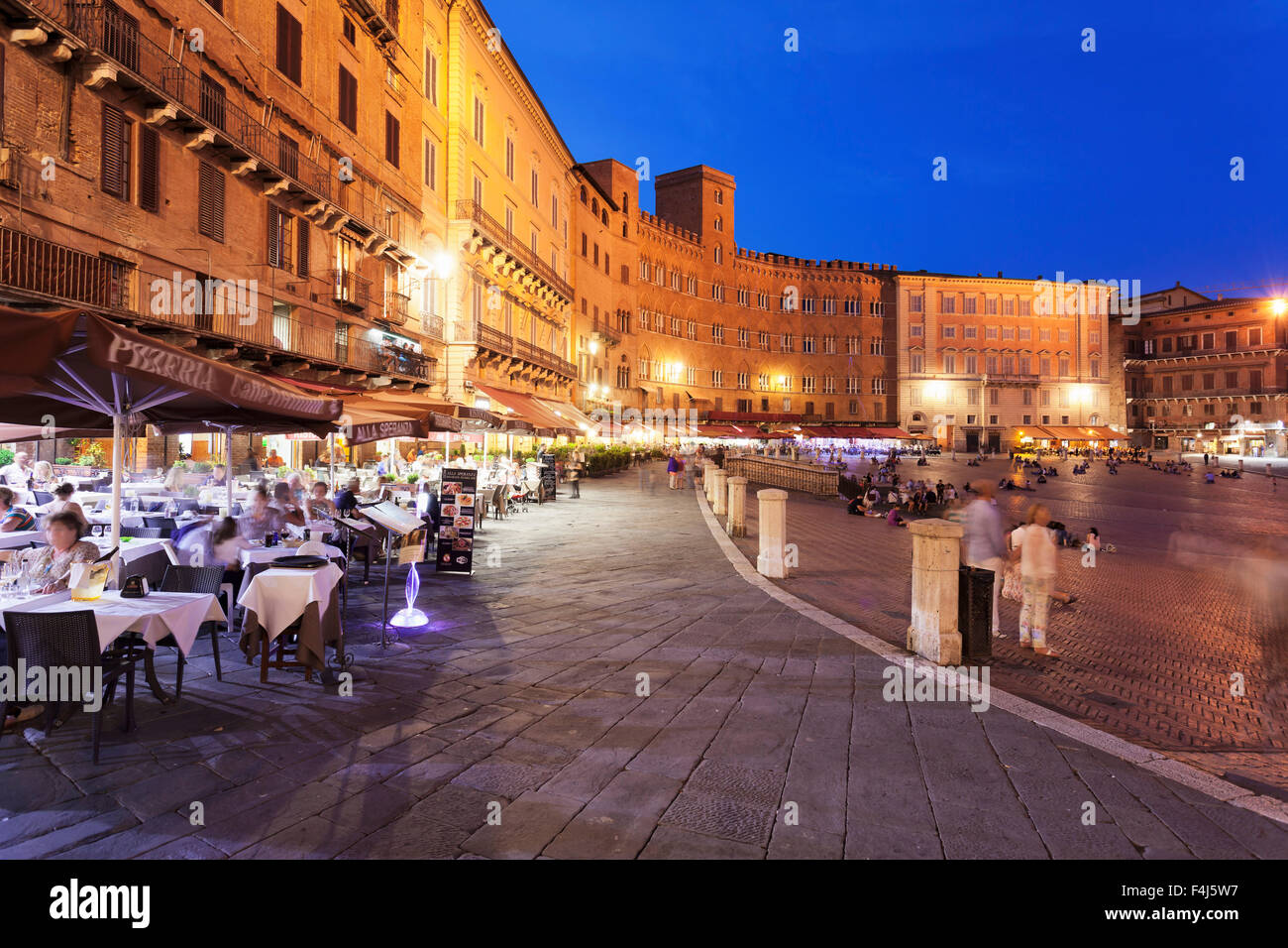 Restaurants at Piazza del Campo, Siena, UNESCO World Heritage Site, Siena Province, Tuscany, Italy, Europe Stock Photo
