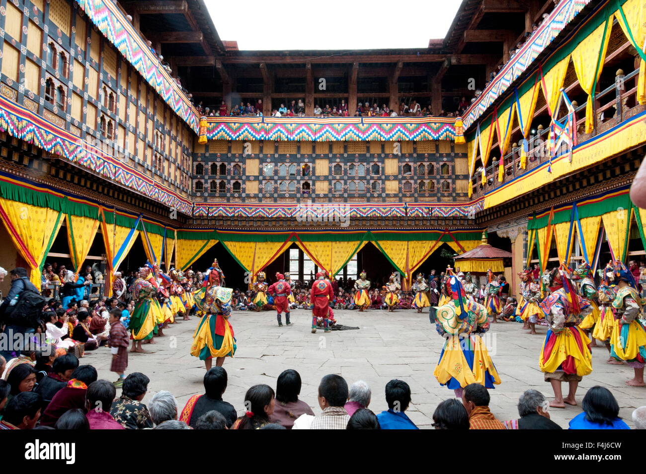 Monks performing religious ceremonial dances in the inner monastery