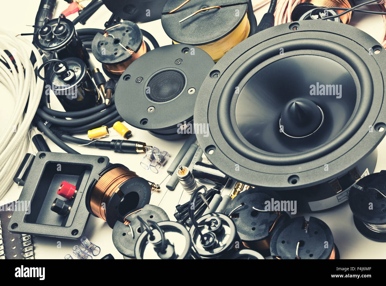 closeup of electric speakers parts Stock Photo Alamy