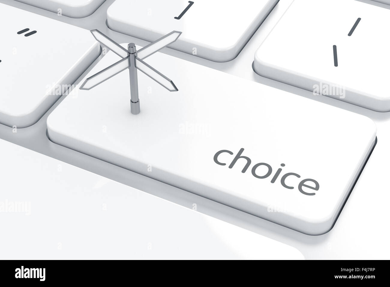3d illustration of arrows road sign on the keyboard. Choice concept Stock Photo