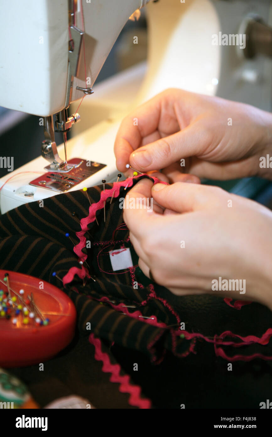 A woman sewing, Sweden Stock Photo Alamy