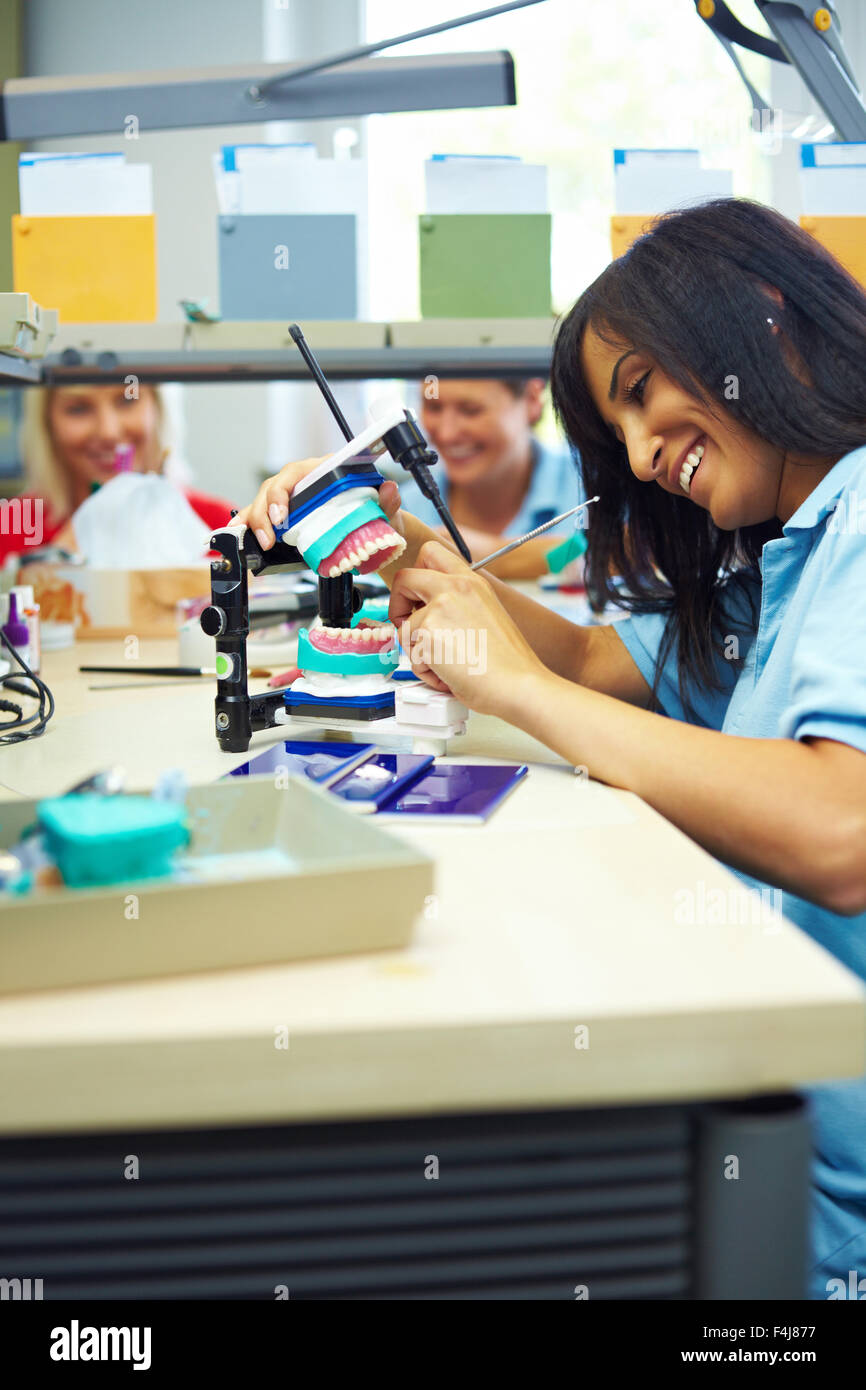 Three dental technicians working in a dental laboratory Stock Photo Alamy