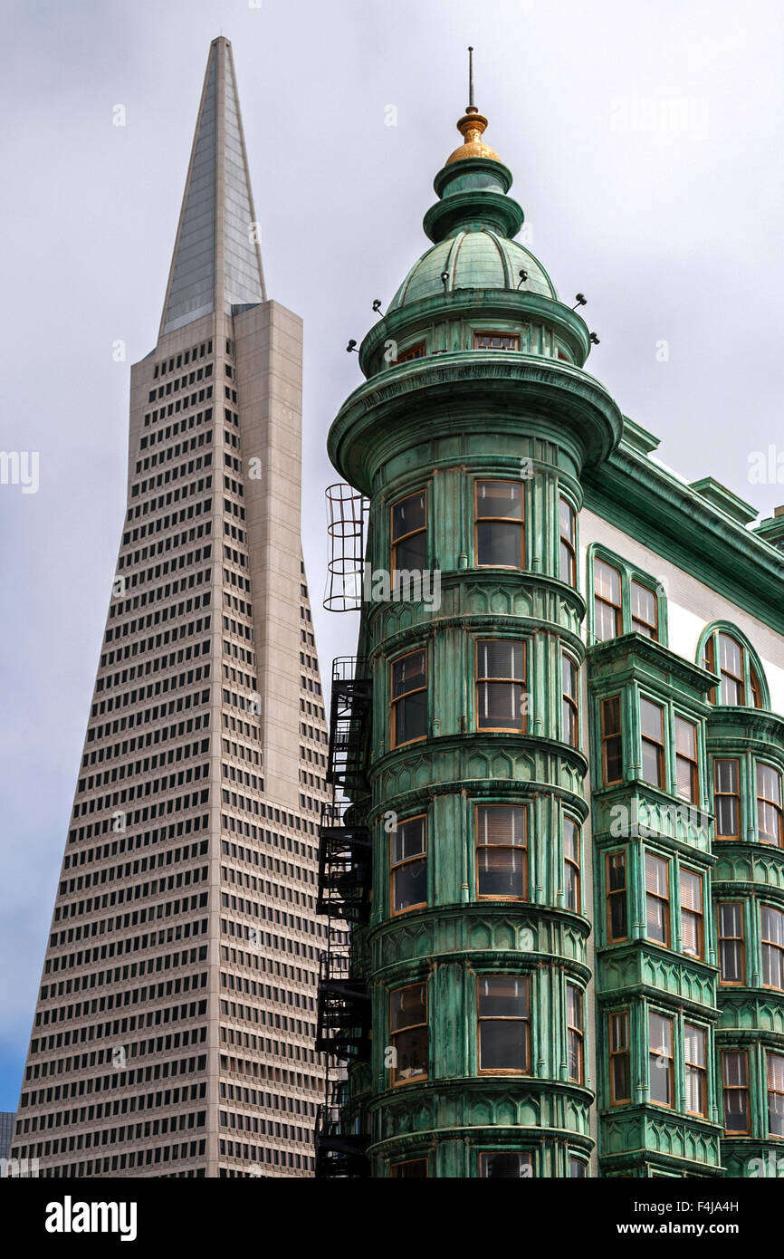 Transamerica Pyramid and Francis Coppola Building, San Francisco, California, USA Stock Photo