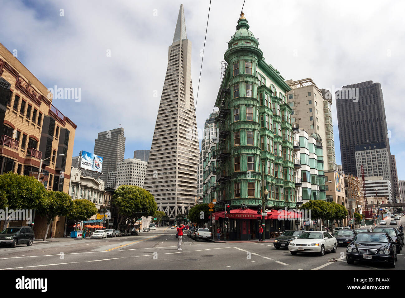 Transamerica Pyramid and Francis Coppola Building, San Francisco, California, USA Stock Photo